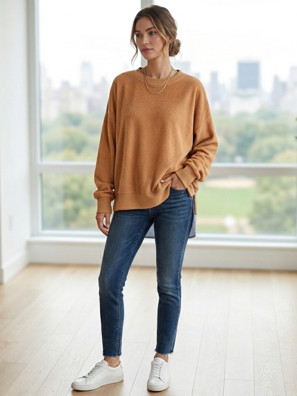 aerie Camel/Tan Oversized Sweatshirt Size L